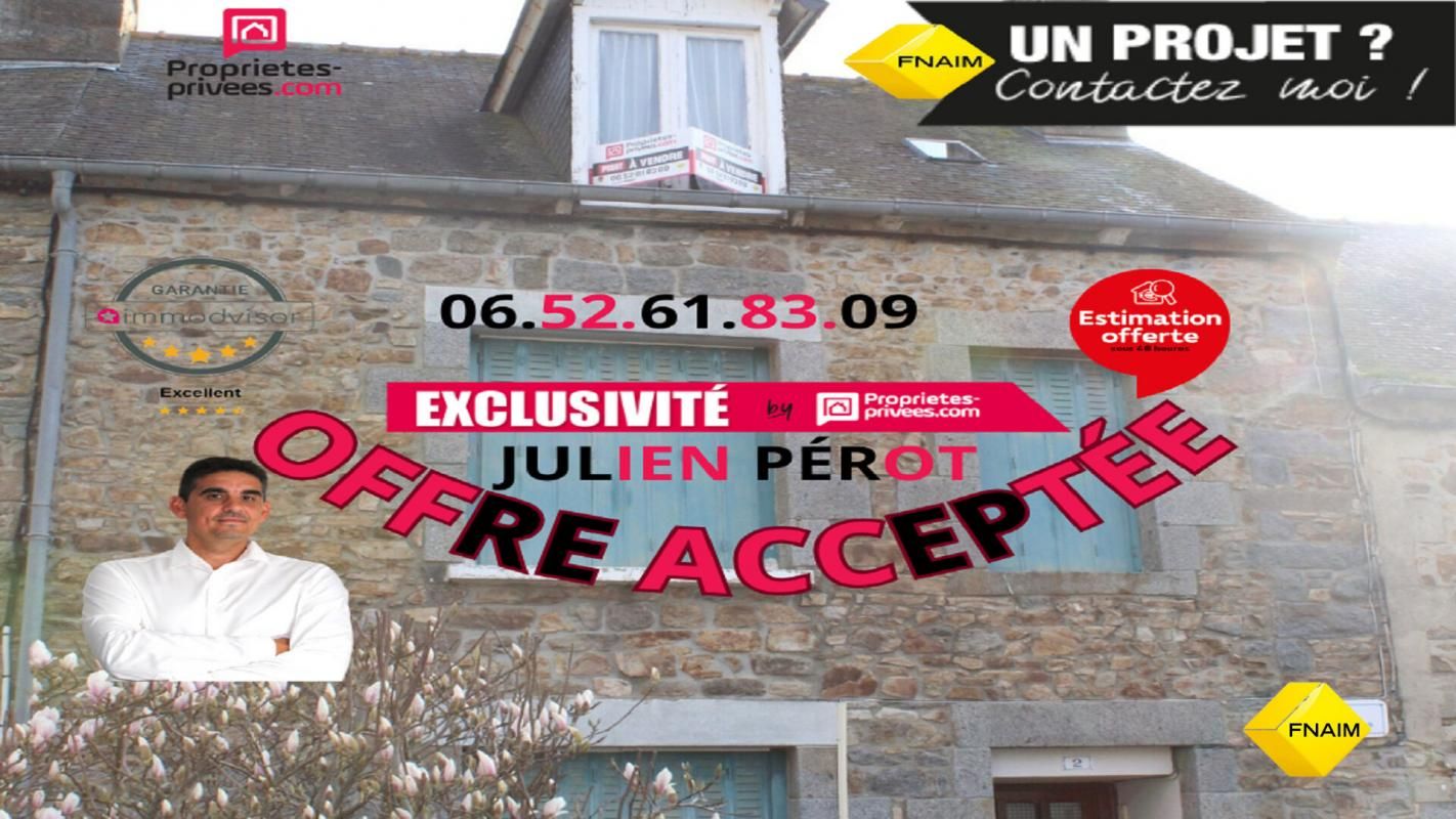 Exclusivité ! Côtes d'Armor 22440 Trémuson. 3 chambres, terrain, garage, maison en pierres, plein centre
