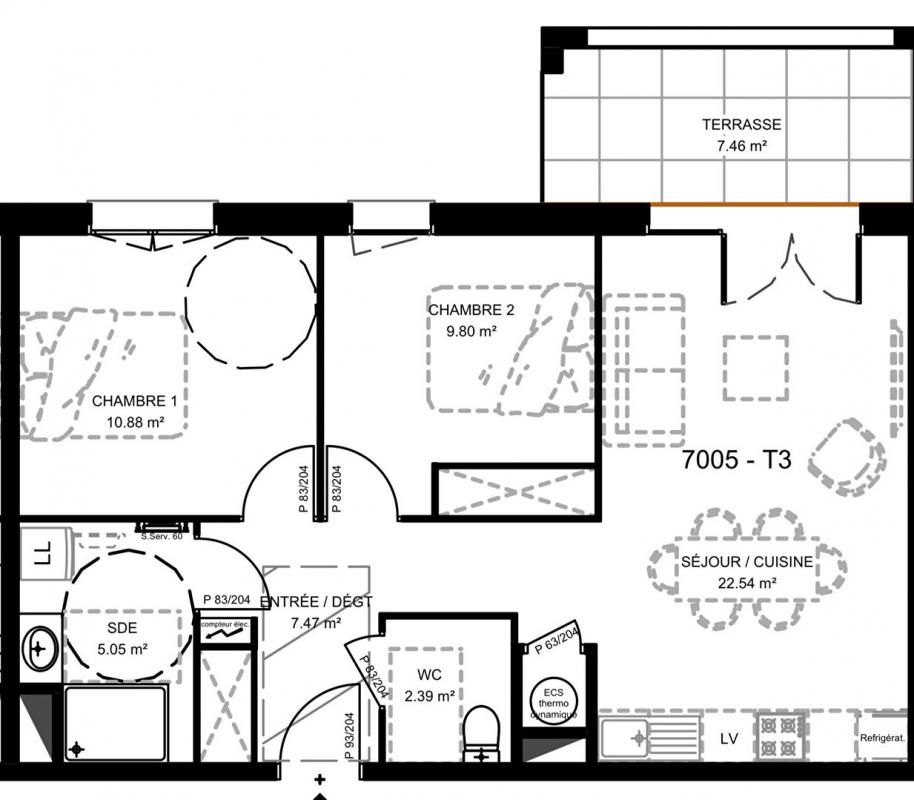 SAINT-VINCENT-DE-TYROSSE Appartement St Vincent De Tyrosse 3 pièce(s) 58 m2 2