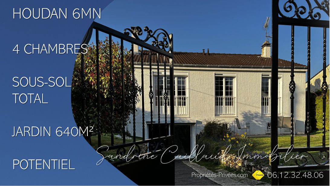 HOUDAN 6mn - Charmante maison des années 70 - plain-pied avec sous-sol total - 4 chambres - terrain 640m² - 335000 Euros HAI