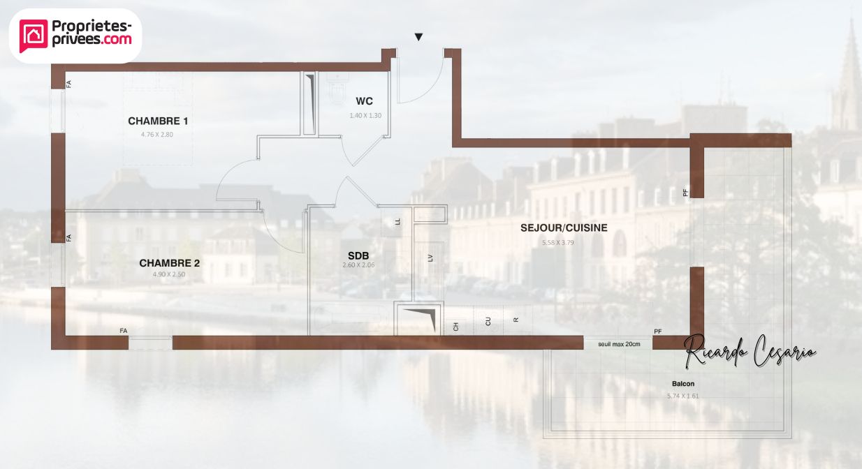 Au calme à Pontivy, T3 lumineux 58,30 m² avec extérieur + parking inclus !