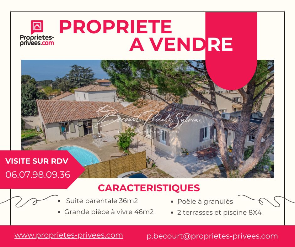Villa Carpentras (84200) 6 pièce(s) 160 m2 +T2 indépendant  50m2 env. et piscine