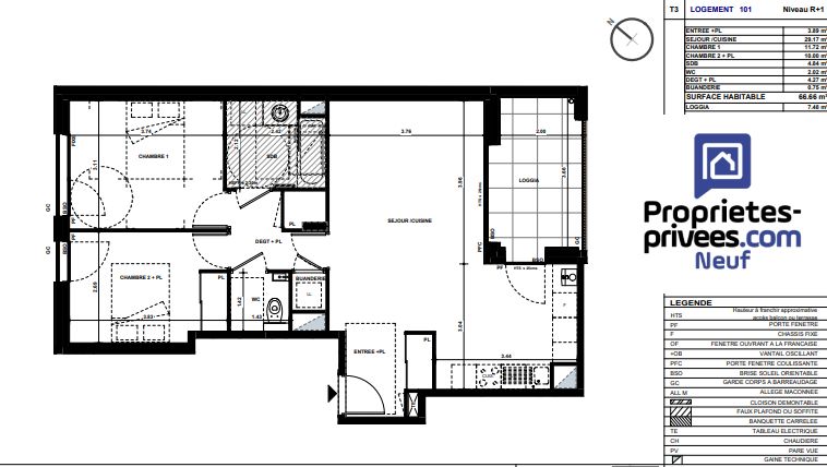 LYON-3E-ARRONDISSEMENT Appartement Lyon 3 pièce(s) 66 m2 3