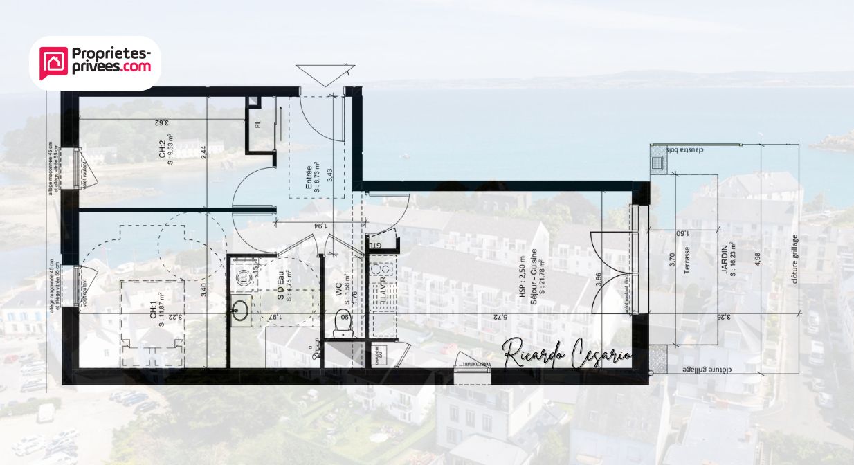 Confort, calme et extérieur privé, Appartement 3 pièces à Douarnenez, 56.24 m2