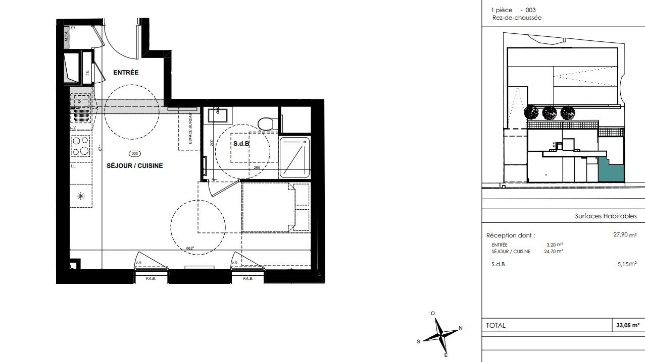 22000 SAINT-BRIEUC Studio 33 m2