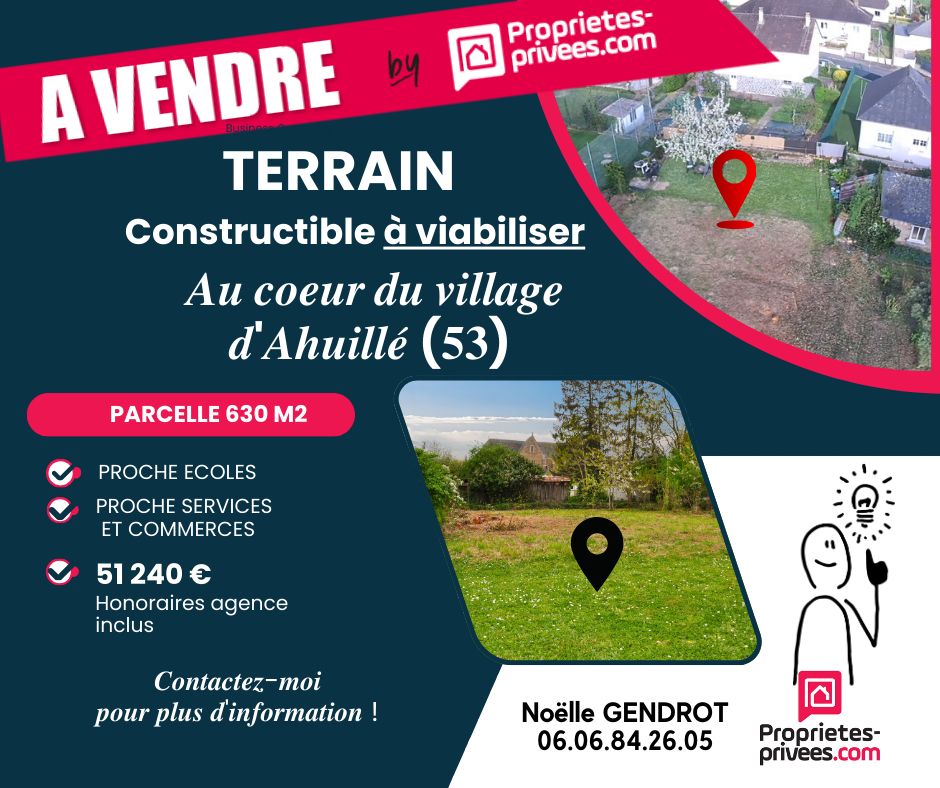 AHUILLE Terrain constructible au coeur du village d'Ahuillé à viabiliser 3