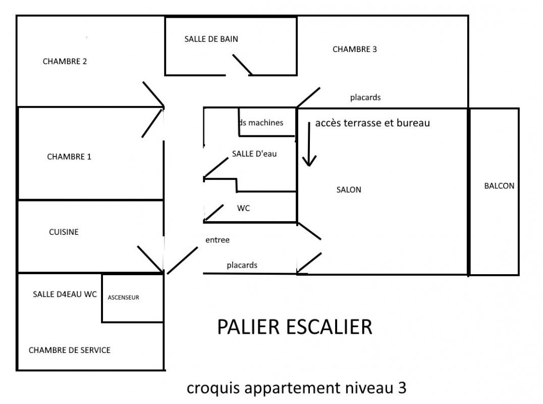 SAINT-CLOUD MONTRETOUT/COUTUREAU : APPARTEMENT FAMILIAL , 3 CHAMBRES +BUREAU EN DUPLEX AVEC TERRASSE (55m2) ET BALCON. Box et cave 4