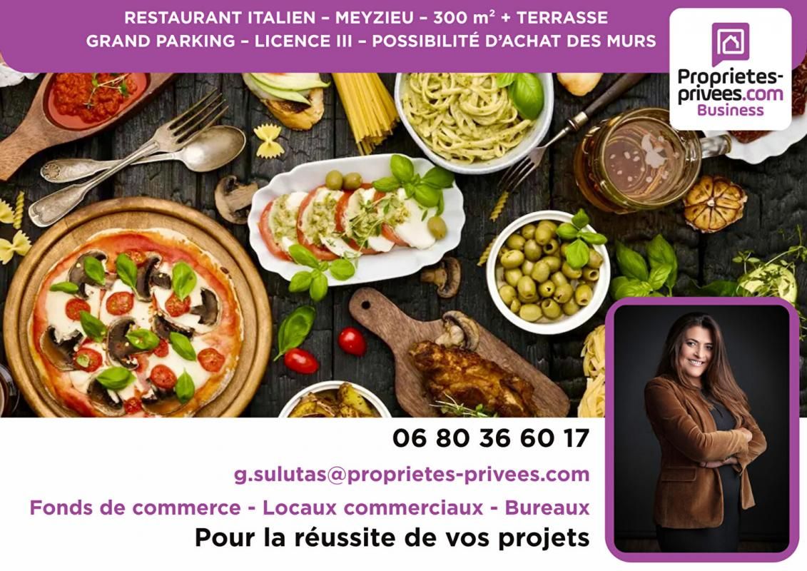 MEYZIEU - RESTAURANT 300 m² + TERRASSE, GRAND PARKING, LICENCE III - POSSIBILITÉ D'ACHAT DES MURS