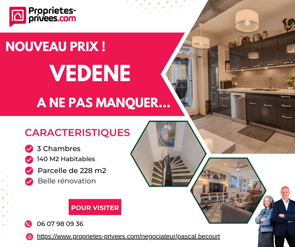 NOUVEAU PRIX Maison de village Vedène centre 7 pièce(s) 144 m2, grand confort