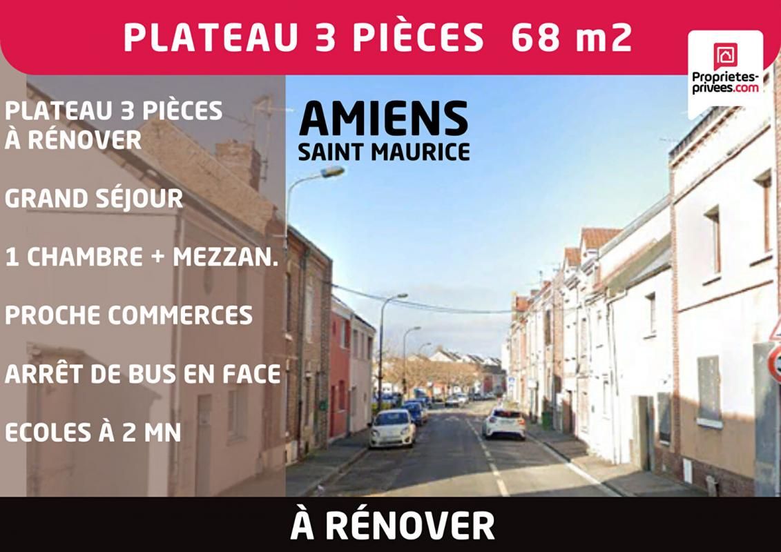 AMIENS Plateau appartement à rénover 3 pièces 68 m2 + mezzanine - Amiens Saint- Maurice 4