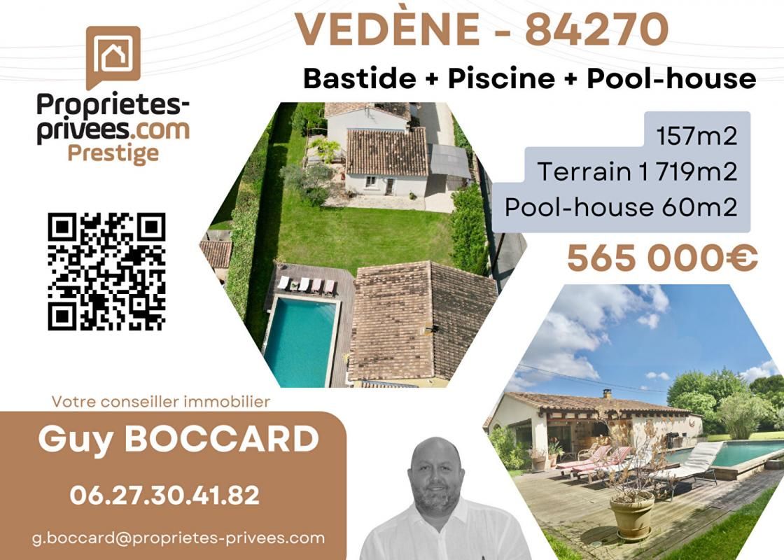 Maison Vedene 5 pièce(s) 157 m2 - Terrain 1719m2 avec Piscine et pool house