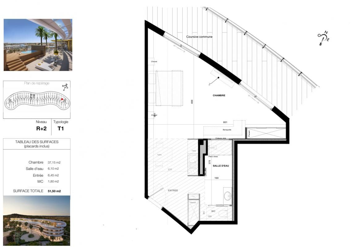 LE CAP D'AGDE Village Naturiste du Cap d'Agde Appartement T1 de 51,50 m² 2