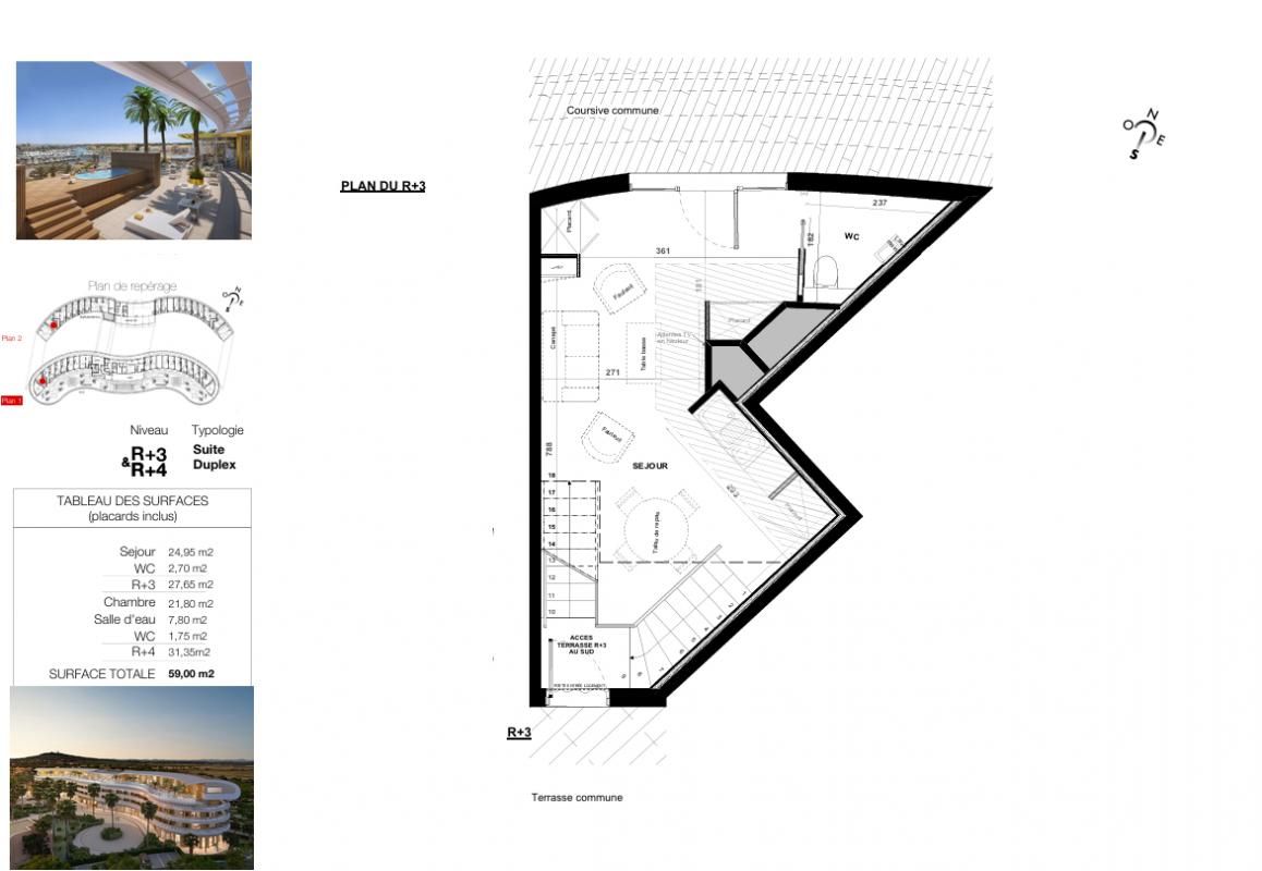 LE CAP D'AGDE Village Naturiste du Cap d'Agde, Suite Duplex T2 Sud, dernier étage 3