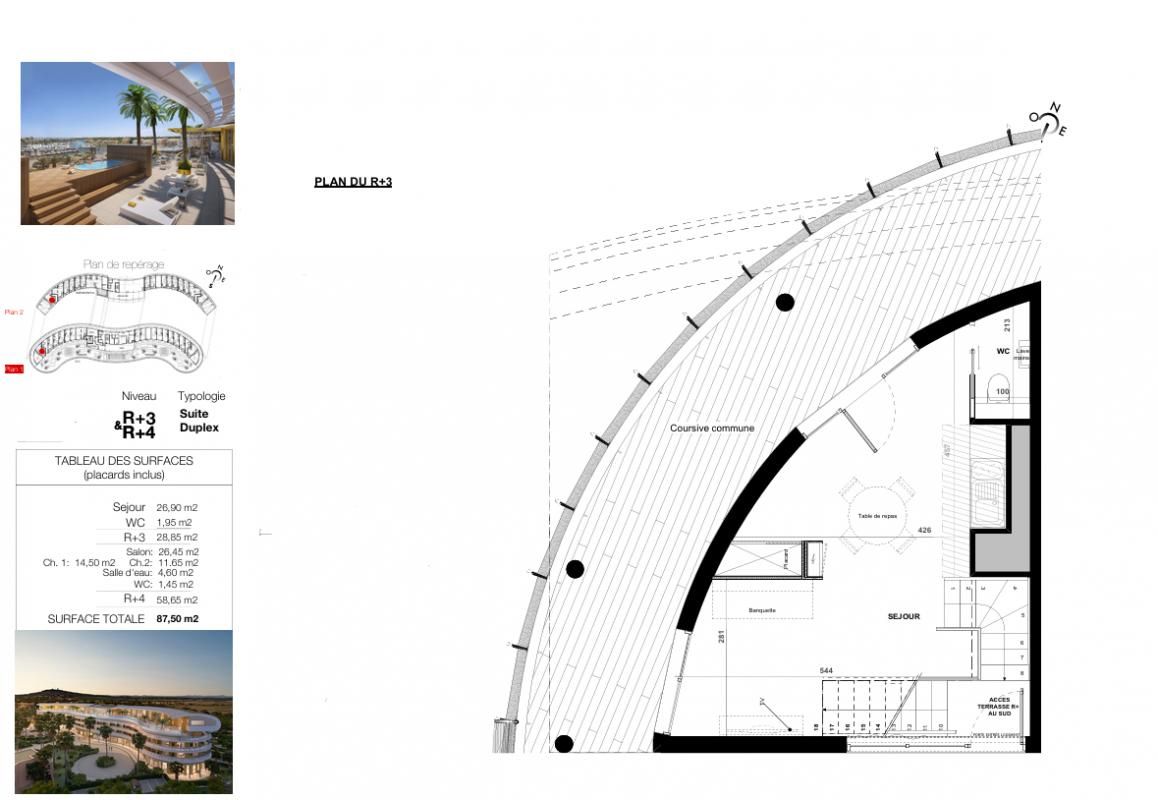 LE CAP D'AGDE Village Naturiste du Cap d'Agde, Suite Duplex T3 87 m². Sud, dernier étage 2
