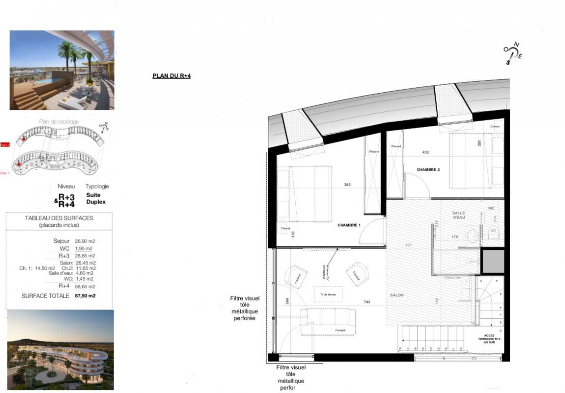 LE CAP D'AGDE Village Naturiste du Cap d'Agde, Suite Duplex T3 87 m². Sud, dernier étage 3