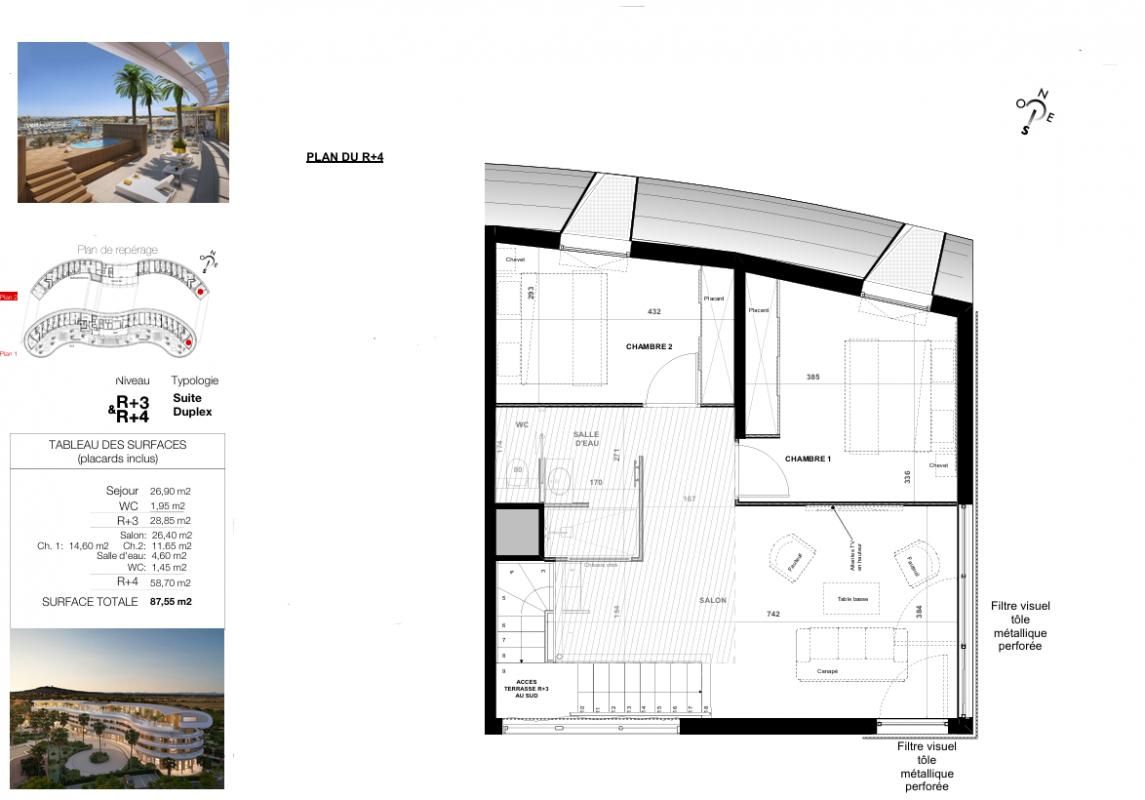 LE CAP D'AGDE Village Naturiste du Cap d'Agde, Suite Duplex T3 87 m² , dernier étage 2