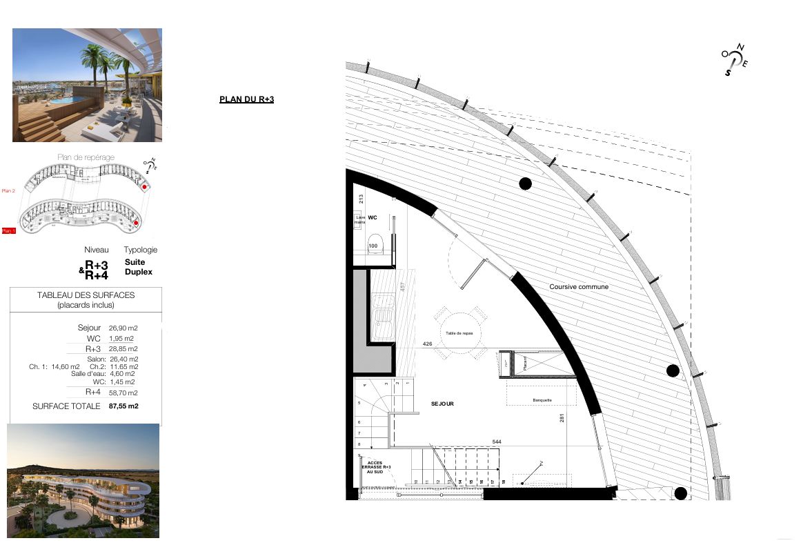 LE CAP D'AGDE Village Naturiste du Cap d'Agde, Suite Duplex T3 87 m² , dernier étage 3