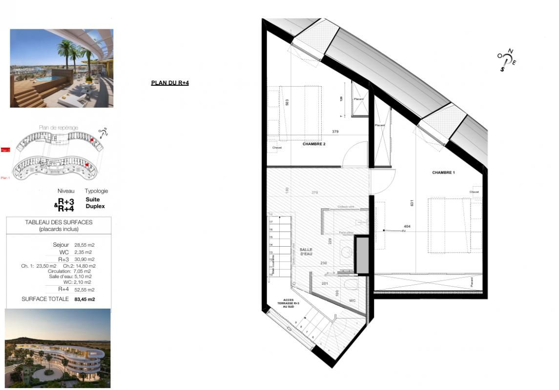 LE CAP D'AGDE Village Naturiste du Cap d'Agde, Suite Duplex T3 83 m² , dernier étage 2