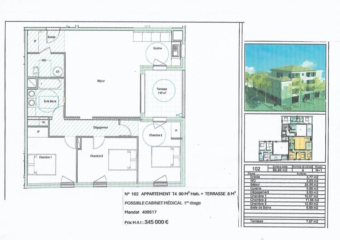 DRAGUIGNAN 83300 DRAGUIGNAN Appartement  4 pièce(s) 90 m2 1
