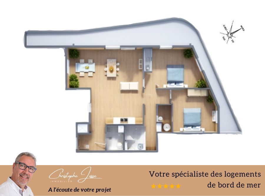 CANET-EN-ROUSSILLON T3 de 74 m2 avec terrasse 26m2 et parking 1
