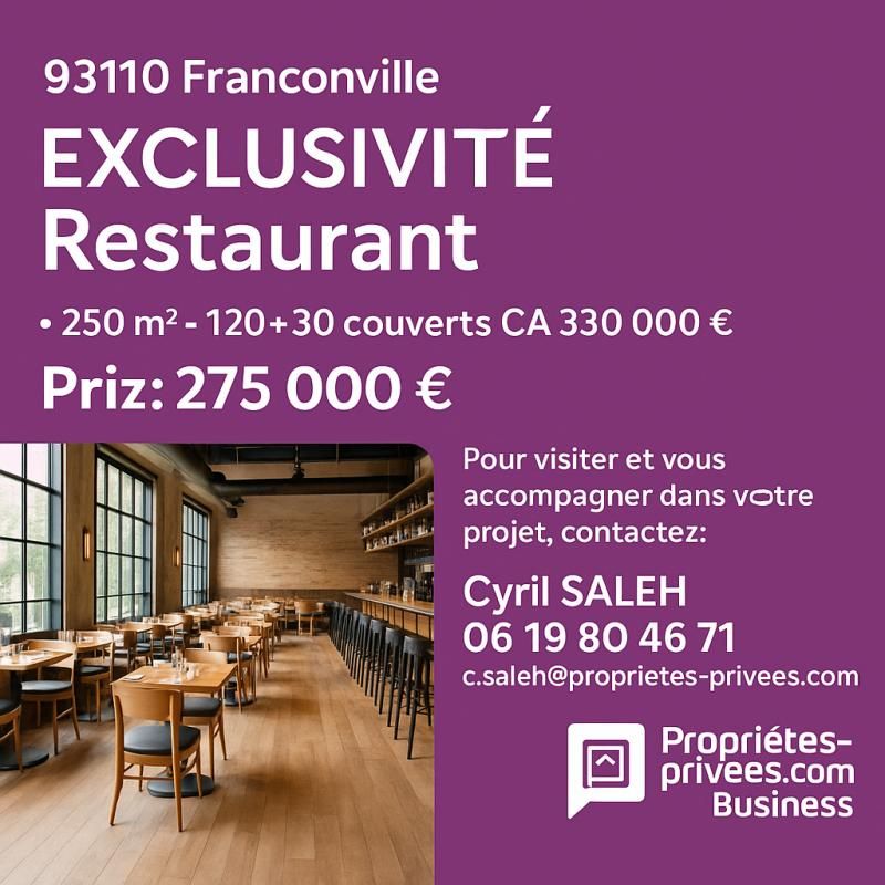 FRANCONVILLE EXCLUSIVITÉ FRANCONVILLE - RESTAURANT 150 COUVERTS avec TERRASSE, 256m2 1