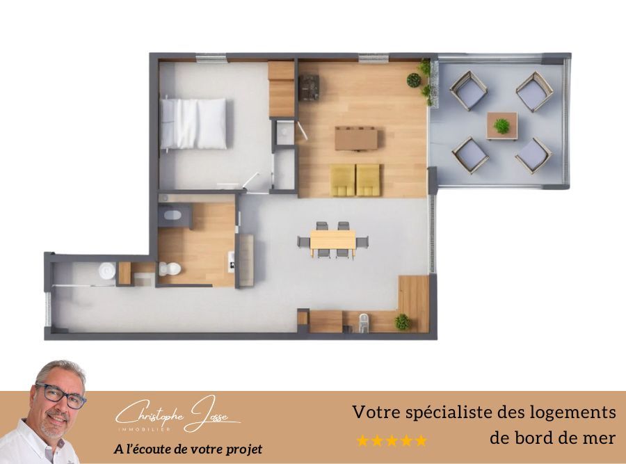 T2 avec terrasse 12m2 et garage