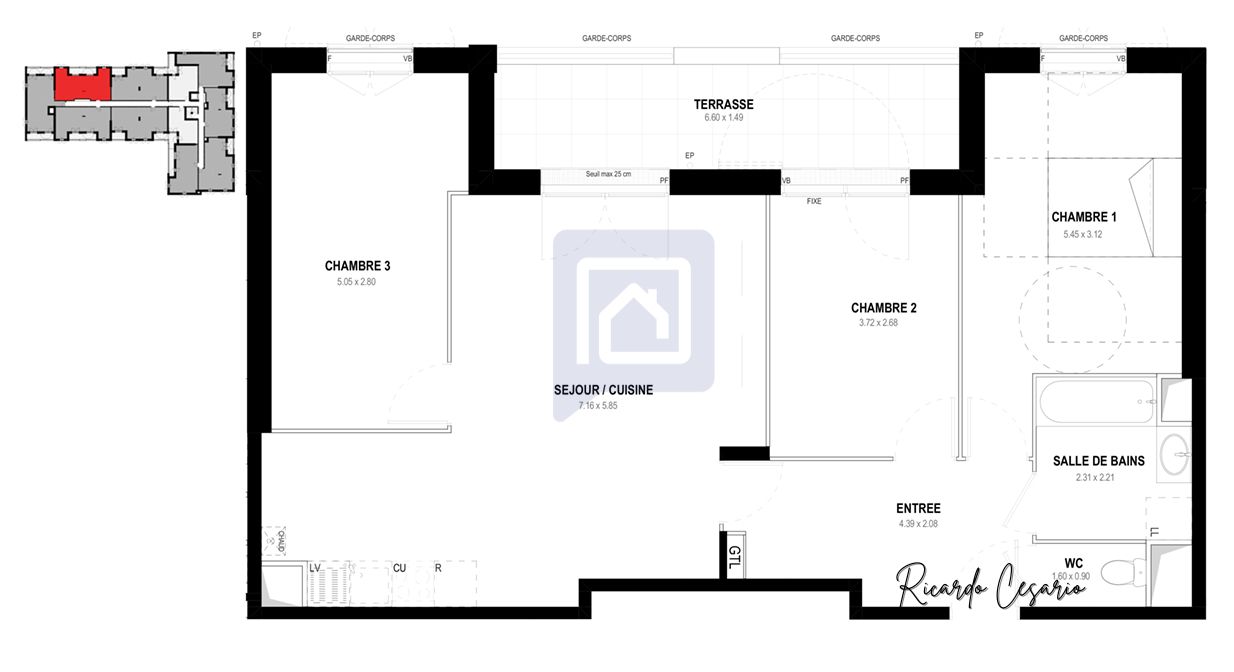 AURAY Appartement 4 pièces 81.30 m2 lumineux avec terrasse à Auray, Espace, calme et qualité de vie 2
