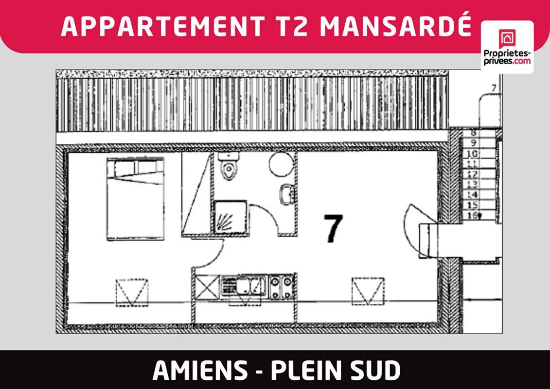 AMIENS Appartement 2 pièces mansardé 4