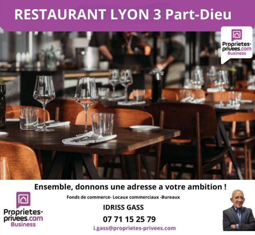 69003 LYON - Restaurant 94 COUVERTS , TERRASSE PART-DIEU- 140 m²