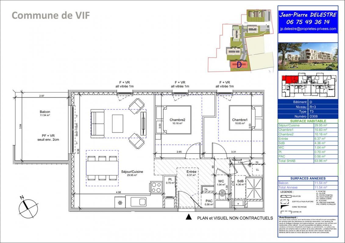 VIF APPARTEMENT 3 PIECES avec balcon Box et parking privatif à VIF 2