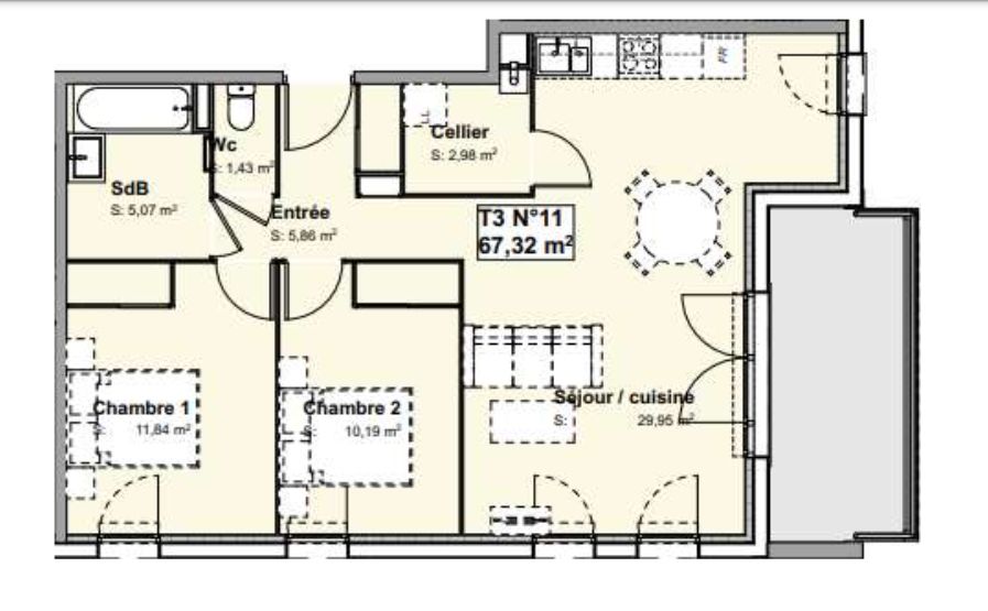 BISCARROSSE Appartement T3 de 67m² avec terrasse et 2 places de parkings 4