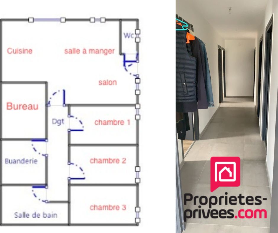 HERIN À louer: Plain-pied 135 m² , PMR, 3 chambres + bureau, Jardin sans vis-à-vis, Terrasse, Stationnement 3