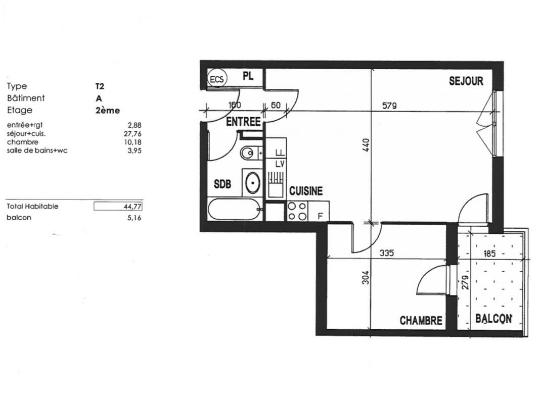 AGEN AGEN QUARTIER JAYAN Appartement Agen 2 pièce(s) 45 m2 avec Balcon et parking privatif 2