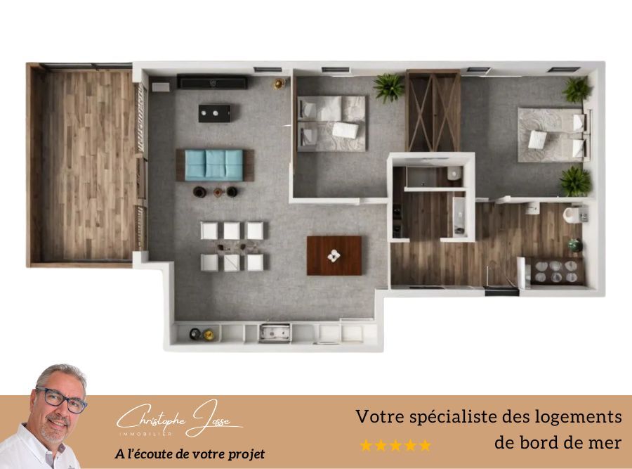 LEUCATE Leucate village T3 avec 13m2 de terrasse et parking 3