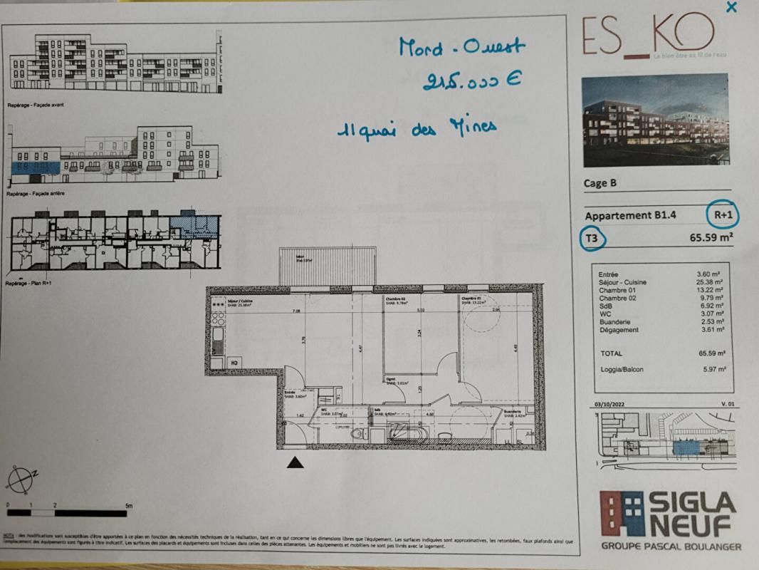VALENCIENNES Valenciennes Appartement  3 pièce(s) 65.59 m2 2