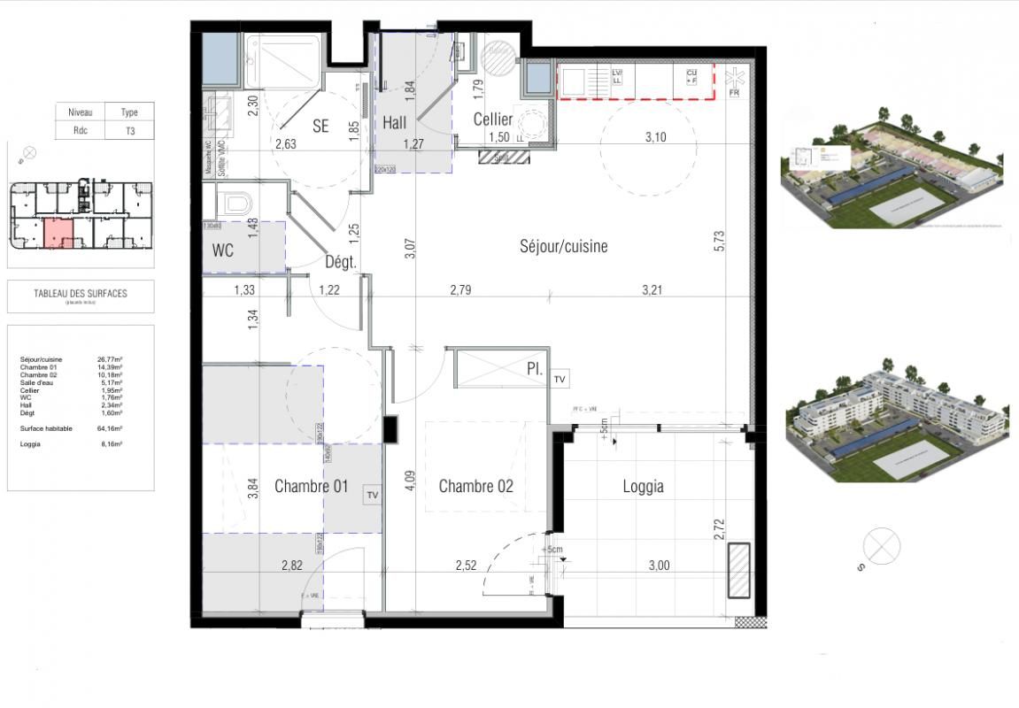 BEZIERS Élégant T3 de 64 m² avec loggia exposée Sud-Est ? Prestations haut de gamme dans un quartier résidentiel recherché et calme à Béziers 2