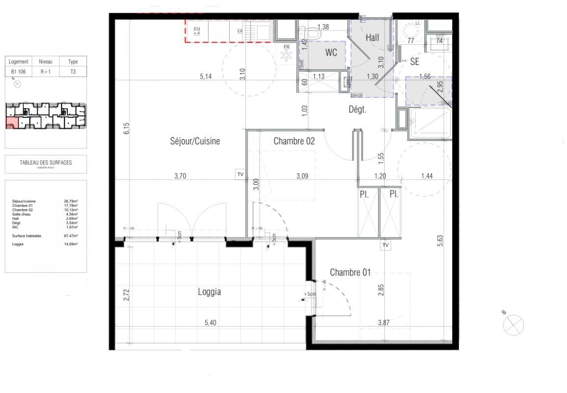 BEZIERS Élégant T3 de plus de 67 m² avec loggia. Prestations de qualité dans un environnement résidentiel prisé et paisible à Béziers 2