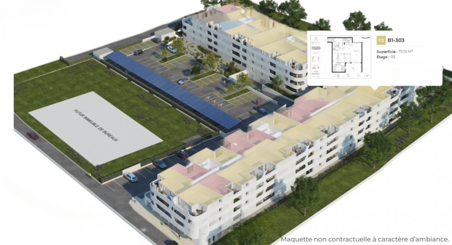 BEZIERS Élégant T3 de plus de 75 m² avec loggia. Prestations de qualité dans un environnement résidentiel prisé et paisible à Béziers 3