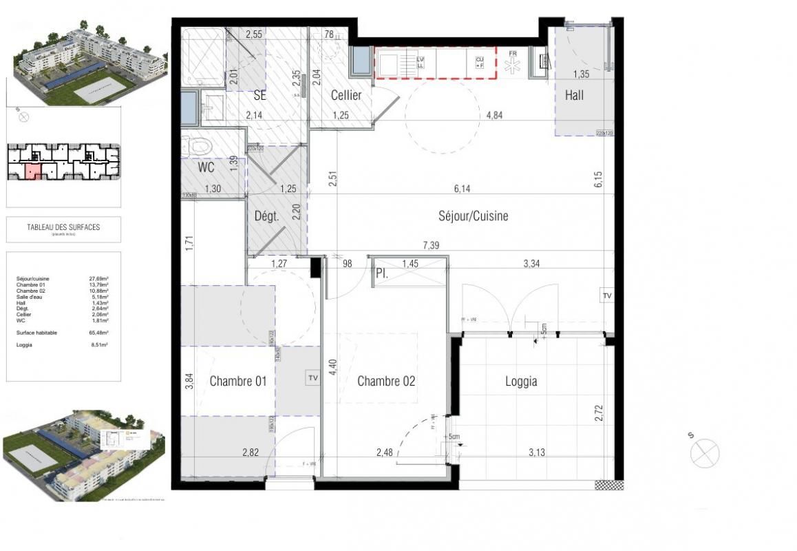 BEZIERS Élégant T3 de 65,50 m² avec loggia. Prestations de qualité dans un environnement résidentiel prisé et paisible à Béziers 2