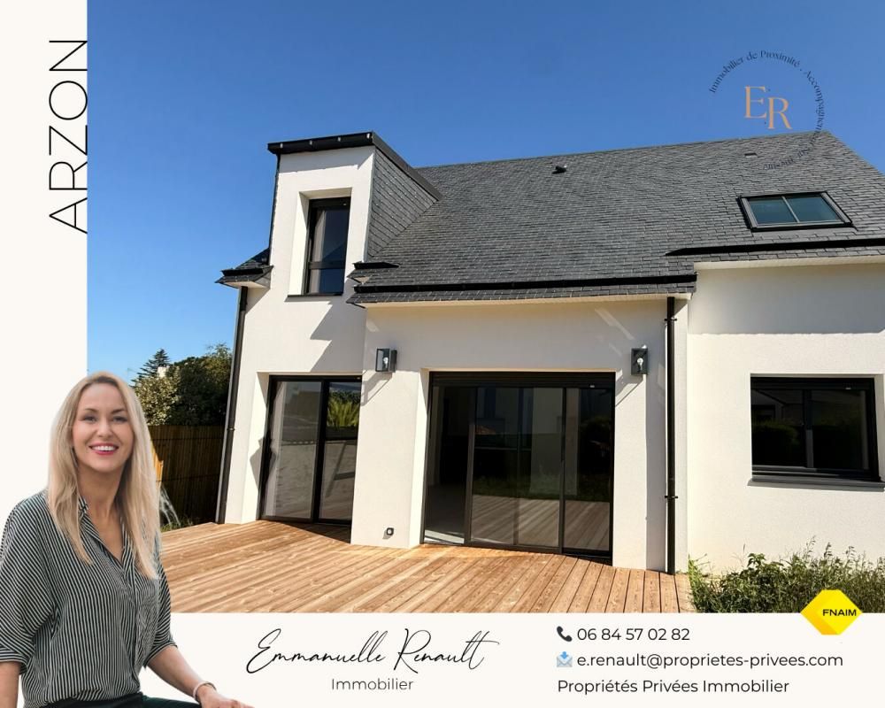 ARZON Maison de 2025, RE2020, 107 m², 4 chambres + mezzanine, garage 20 m², littoral et commerces à pied ! Frais de notaire réduits