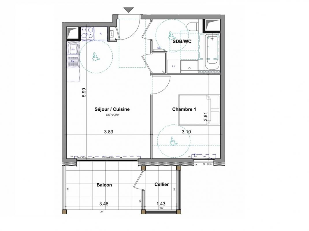 FETERNES EXCLUSIVITE FETERNES T2 41m², balcon avec cellier, 2 stationnements, calme (74500) 3