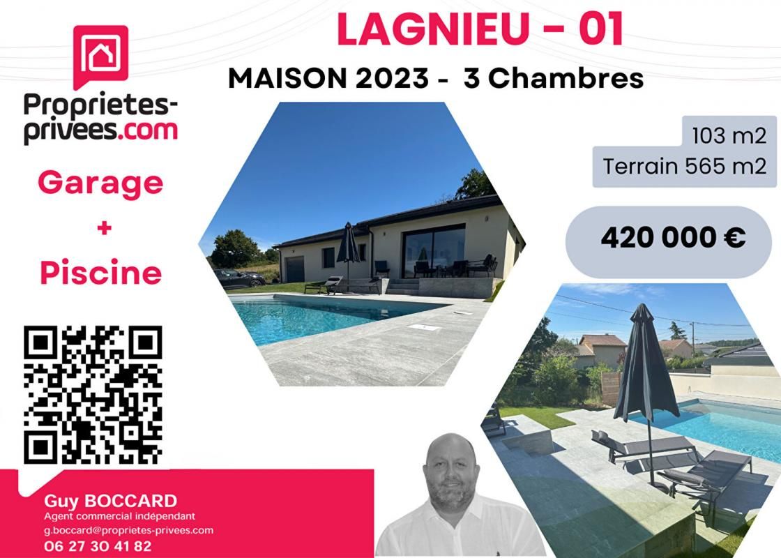 LAGNIEU Maison Lagnieu 103 m2, 3 chambres, Garage, Piscine 1