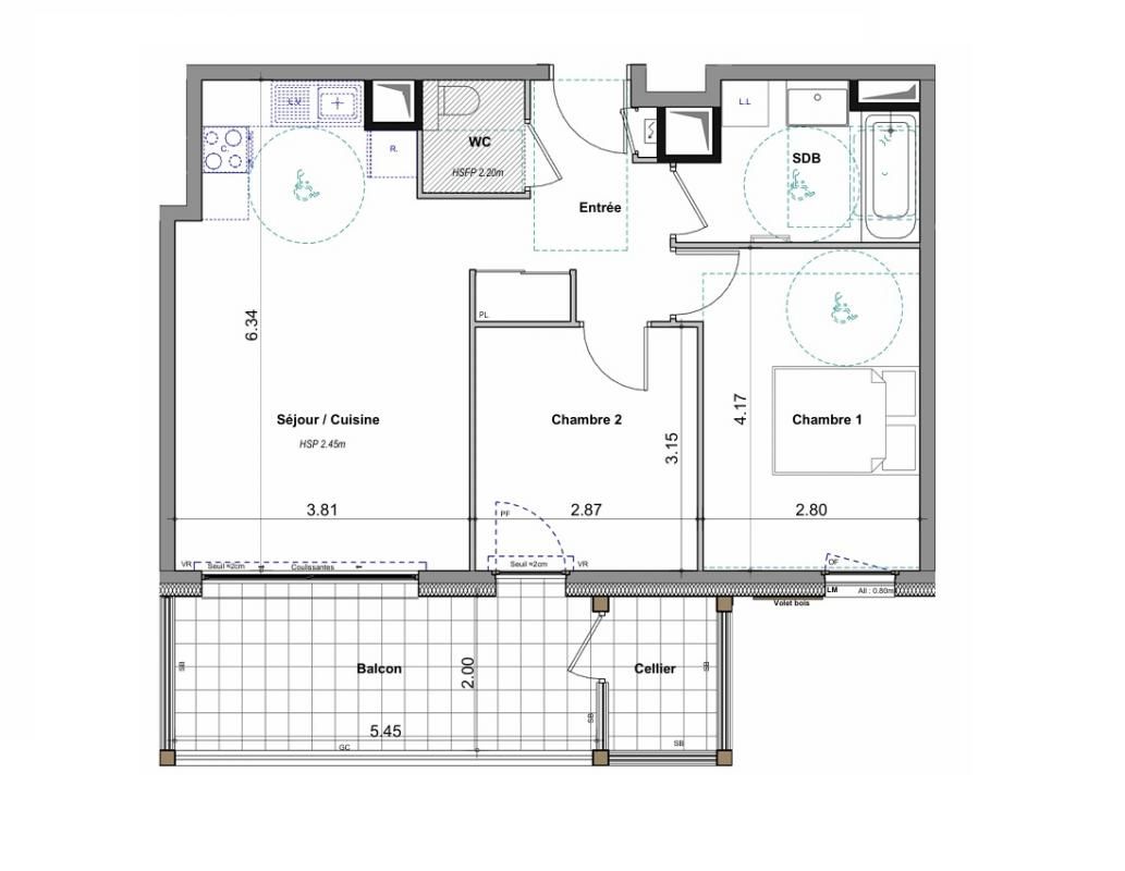 FETERNES EXCLUSIVITE FETERNES T3 56 m², balcon avec cellier, 2 stationnements, calme (74500) 3