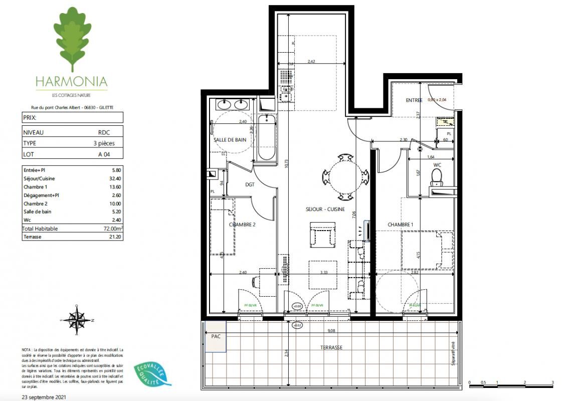 GILETTE Magnifique T3 de 72 m² avec sa terrasse de 21 m², un double stationnement et une cave 2