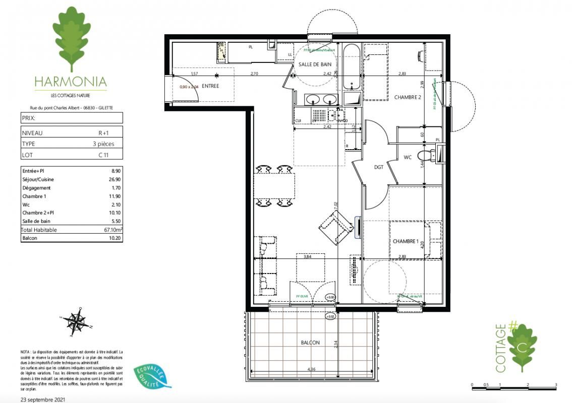 GILETTE Magnifique T3 de 67 m² avec sa terrasse de 10 m², un double stationnement 2
