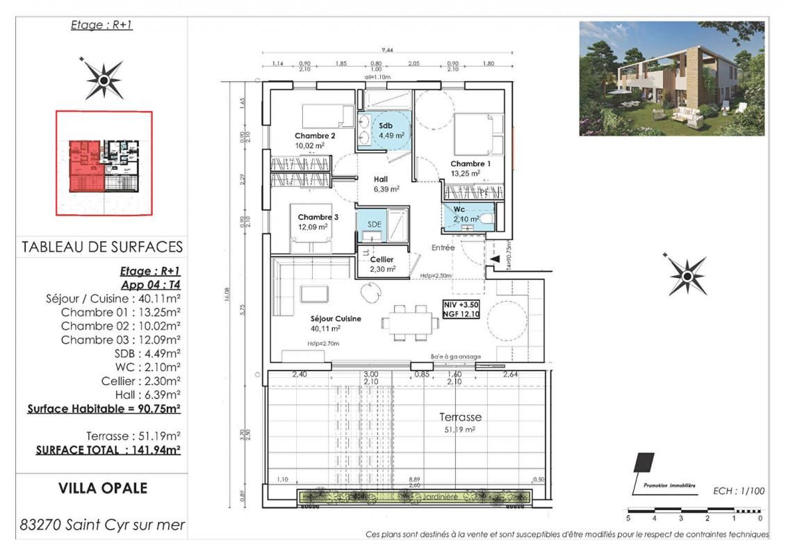 SAINT-CYR-SUR-MER T4 HAUT DE GAMME -TERRASSE 51 M²-ASCENSEUR -SAINT-CYR-SUR-MER SECTEUR LES LECQUES 3