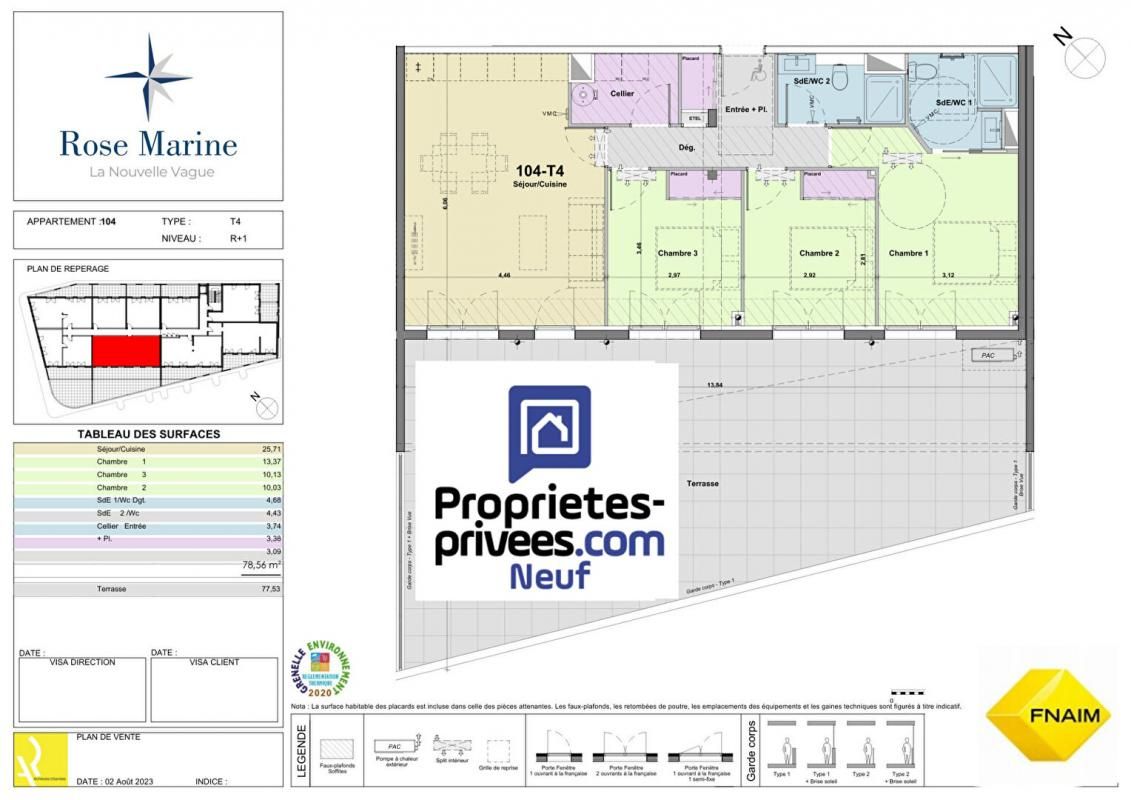 PORT-LA-NOUVELLE Port La Nouvelle 4 pièce(s) 78.56 m2 avec terrasse de 77,53 m2 1