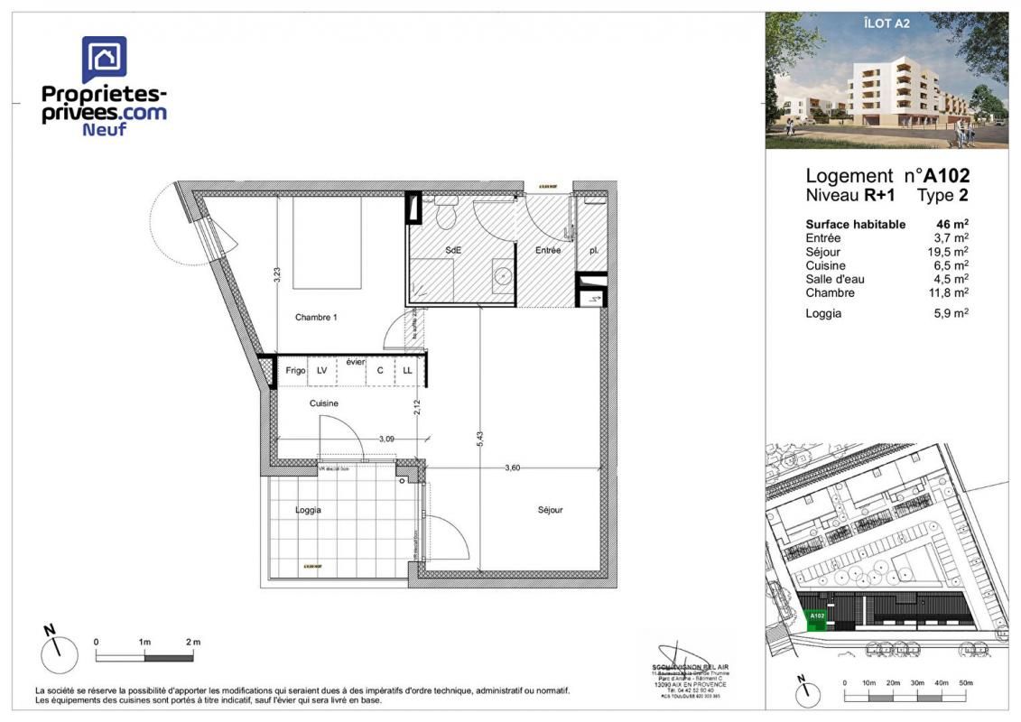 AVIGNON Appartement Avignon 2 pièces 46 m² - 189 000 Euros - 2