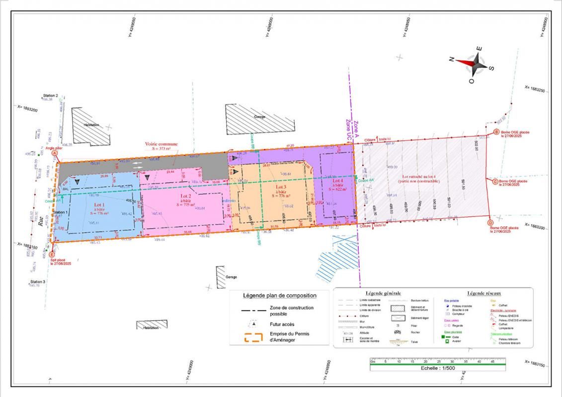 LONGECHENAL Terrain constructible viabilisé de 776 m2 à Longechenal 2
