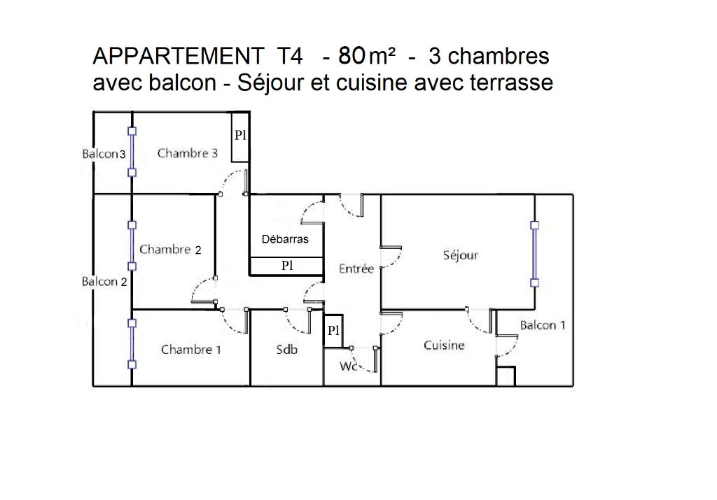 BORDEAUX Appartement T4 de 79m2 - 3 chambres - Parking 2