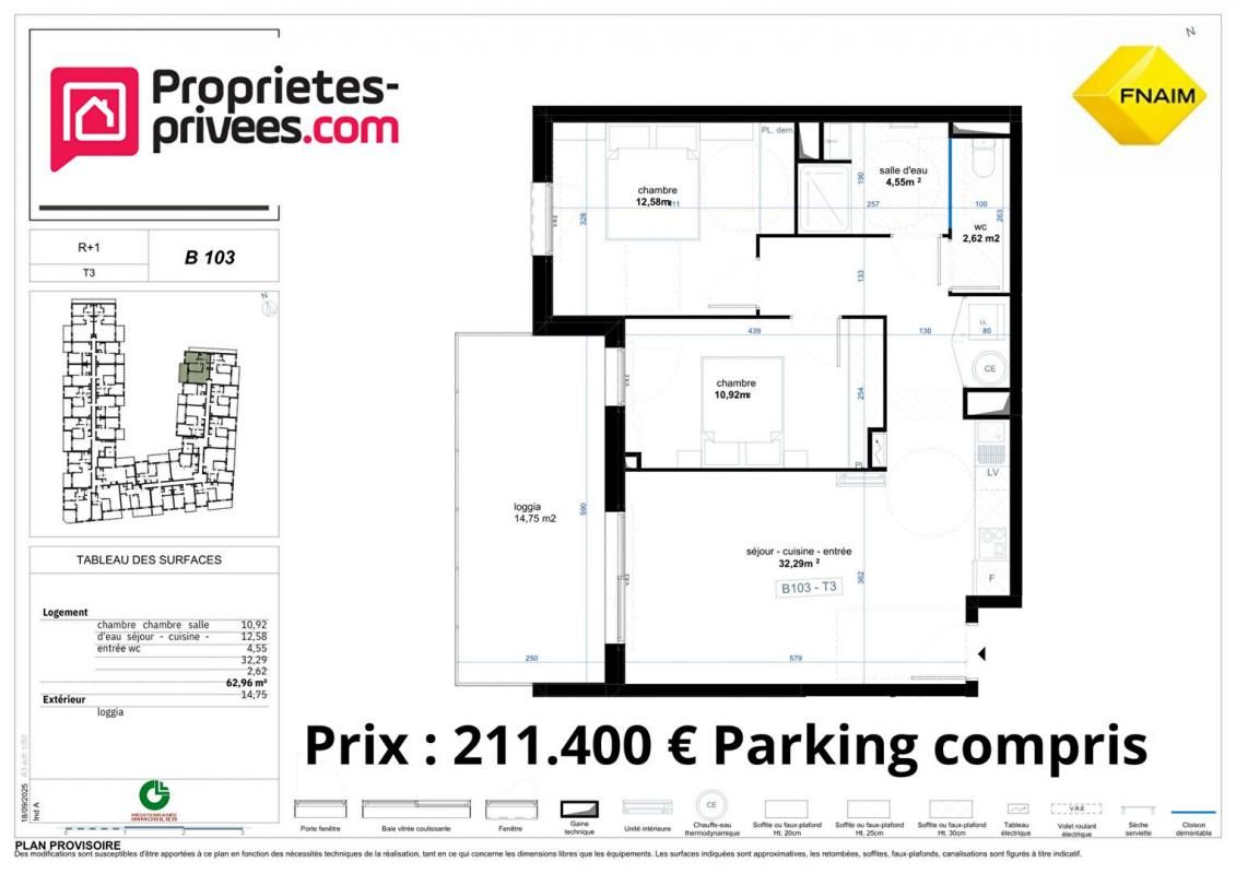 NARBONNE QUARTIER RESIDENTIEL - Appartement 3 pièce(s) 62.96 m2 1